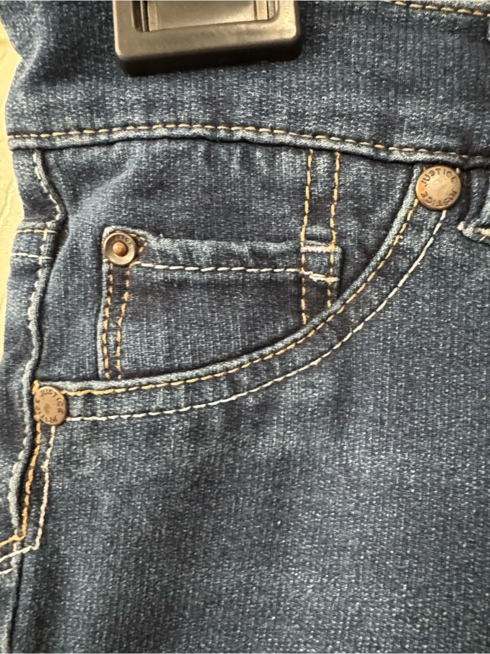 Justice Premium Denim Roll-Cuff Shorts with Heart Accent Size 12R Good Condition